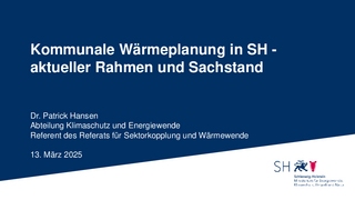 Kommunale Wärmeplanung in SH - aktueller Rahmen und Sachstand herunterladen